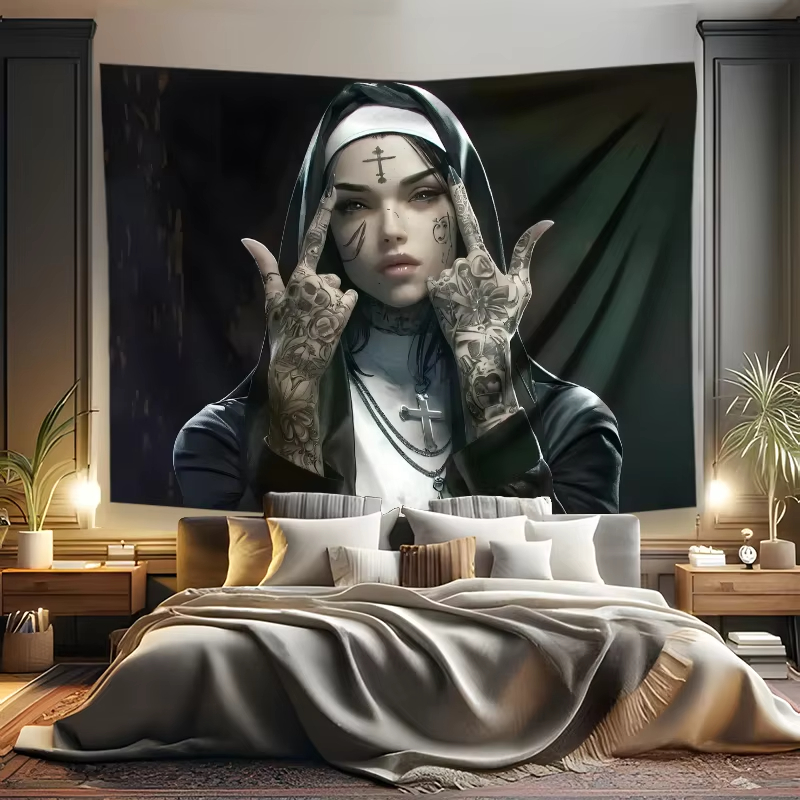 VIKAMA dark tattoo nuns tapest - Home Improvement Quotes avaliação e preço