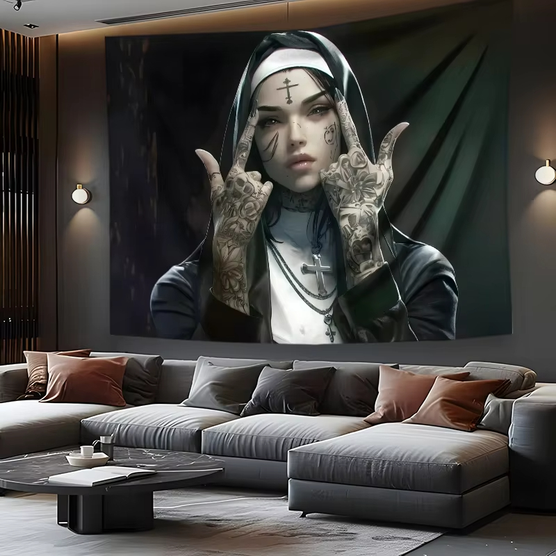 VIKAMA dark tattoo nuns tapest - Home Improvement Quotes avaliação e preço