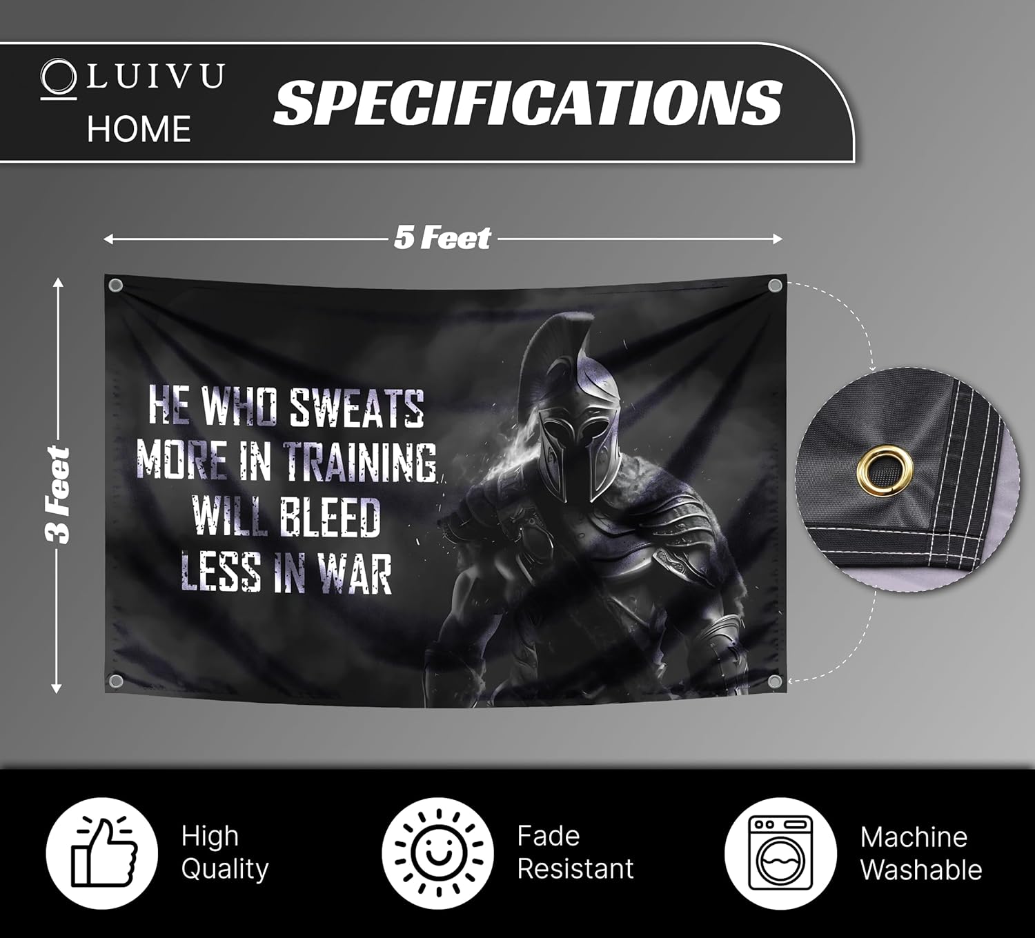 Motivational Spartan Flag - He - Home Improvement Quotes avaliação e preço
