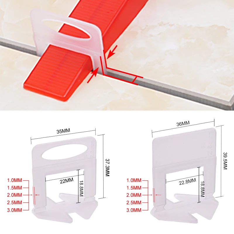 100pcs 1/1.5/2/2.5/3mm Ceramic - Tile Leveling Clip avaliação e preço