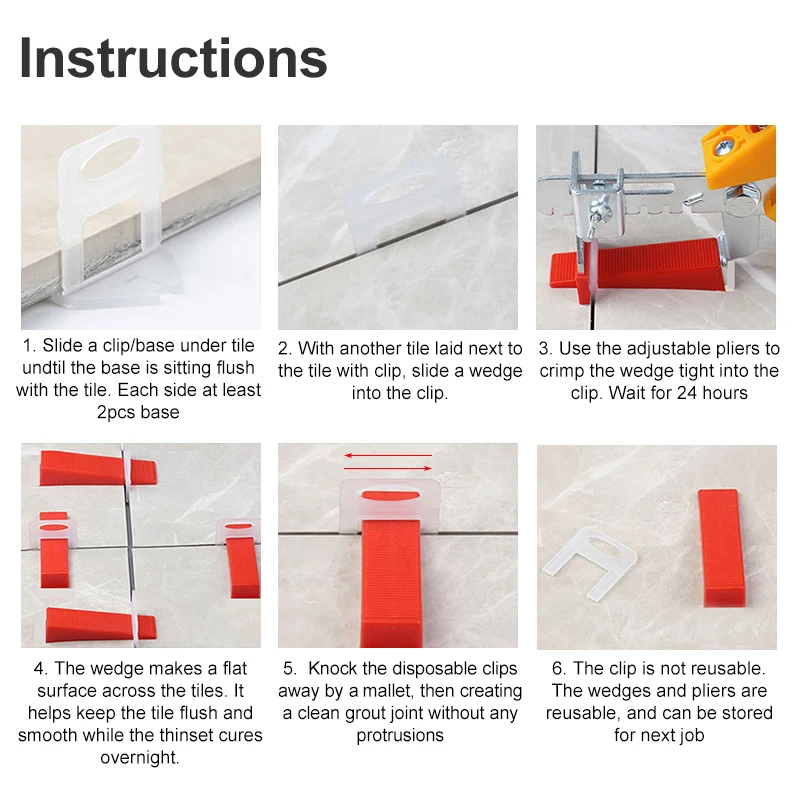 100pcs 1/1.5/2/2.5/3mm Ceramic - Tile Leveling Clip avaliação e preço